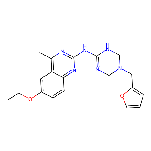 6-ethoxy-N-[5-(furan-2-ylmethyl)-1,4,5,6-tetrahydro-1,3,5-triazin-2-yl]-4-methylquinazolin-2-amine structure
