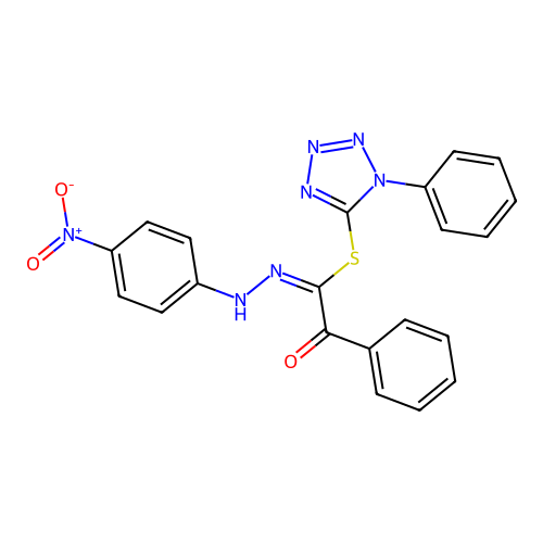(1-phenyltetrazol-5-yl) N-(4-nitroanilino)-2-oxo-2-phenylethanimidothioate structure