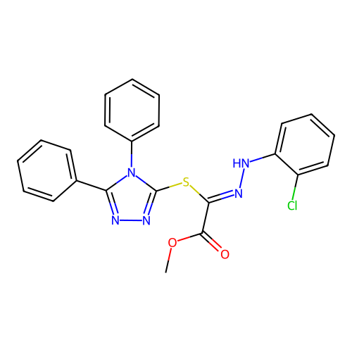 (Z)-methyl 2-(2-(2-chlorophenyl)hydrazono)-2-((4,5-diphenyl-4H-1,2,4-triazol-3-yl)thio)acetate structure