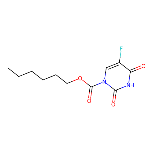 Hexyl 5-fluoro-2,4-dioxo-pyrimidine-1-carboxylate structure