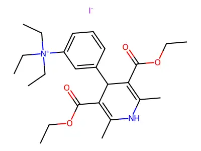 Ammonium, (m-(1,4-dihydro-3,5-diethoxycarbonyl-2,6-dimethyl-4-pyridyl)phenyl)triethyl-, iodide structure