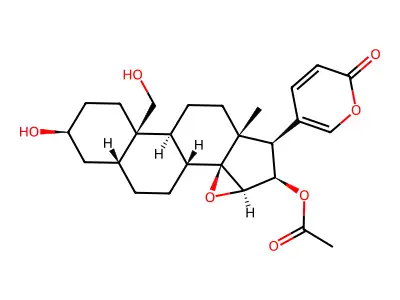 16-(Acetyloxy)-3,19-dihydroxy-14,15-epoxybufa-20,22-dienolide structure