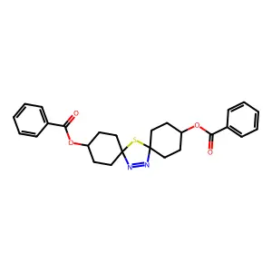 (11-benzoyloxy-7-thia-14,15-diazadispiro[5.1.5^{8}.2^{6}]pentadec-14-en-3-yl) benzoate structure