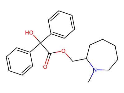 Benzilic acid, 1-methylhexahydro-1H-azepin-2-ylmethyl ester structure