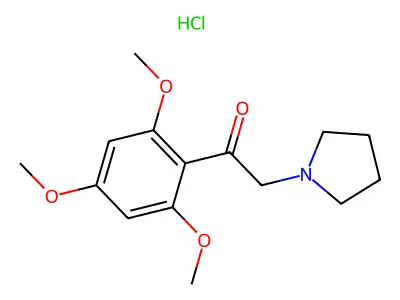Ethanone, 2-(1-pyrrolidinyl)-1-(2,4,6-trimethoxyphenyl)-, hydrochloride structure