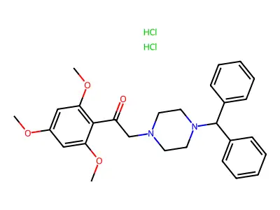 Ethanone, 2-(4-(diphenylmethyl)-1-piperazinyl)-1-(2,4,6-trimethoxyphenyl)-, dihydrochloride structure