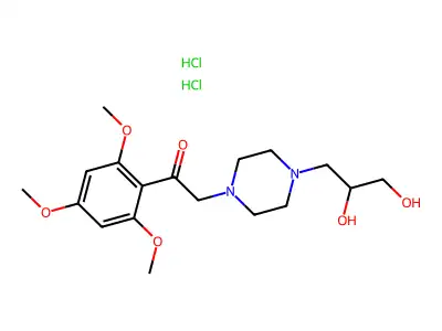 Ethanone, 2-(4-(2,3-dihydroxypropyl)-1-piperazinyl)-1-(2,4,6-trimethoxyphenyl)-, dihydrochloride structure