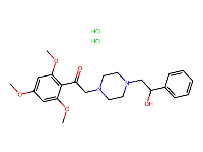 Ethanone, 2-(4-(2-hydroxy-2-phenylethyl)-1-piperazinyl)-1-(2,4-trimethoxyphenyl)-, dihydrochloride structure