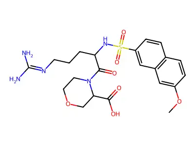 3-Morpholinecarboxylic acid, 4-(5-((aminoiminomethyl)amino)-2-(((7-methoxy-2-naphthalenyl)sulfonyl)amino)-1-oxopentyl)- structure