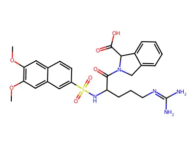 1H-Isoindole-1-carboxylic acid, 2-(5-((aminoiminomethyl)amino)-2-(((6,7-dimethoxy-2-naphthalenyl)sulfonyl)amino)-1-oxopentyl)-2,3-dihydro- structure