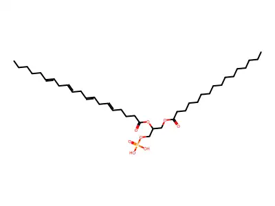 1-(Hexadecanoyloxy)-3-(phosphonooxy)propan-2-yl icosa-5,8,11,14-tetraenoate structure