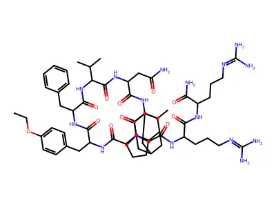 1-Adamantaneacetyl-D-tyr[O-ethyl]-phe-val-asn-abu-pro-arg-arg-NH2 structure