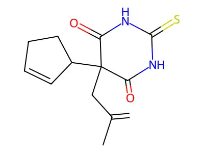 Barbituric acid, 5-(2-cyclopentenyl)-5-(2-methylallyl)-2-thio- structure