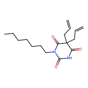 Barbituric acid, 5,5-diallyl-1-heptyl- structure