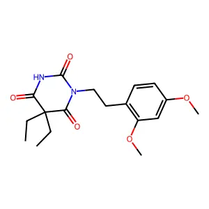 Barbituric acid, 5,5-diethyl-1-(2,4-dimethoxyphenethyl)- structure