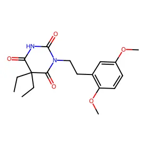 Barbituric acid, 5,5-diethyl-1-(2,5-dimethoxyphenethyl)- structure