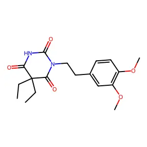 Barbituric acid, 5,5-diethyl-1-(3,4-dimethoxyphenethyl)- structure