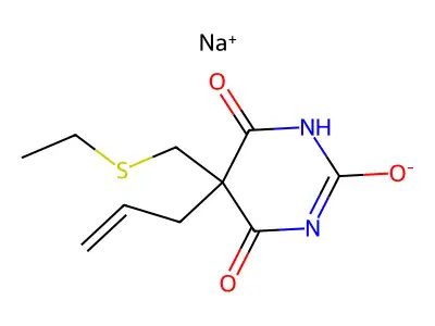 5-(Ethylsulfanylmethyl)-5-prop-2-enyl-1,3-diazinane-2,4,6-trione structure