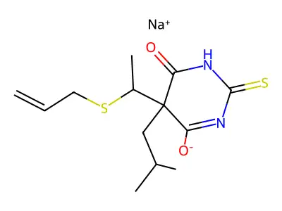 5-Isobutyl-5-[1-(allylmercapto)ethyl]-2-thiobarbituric acid structure