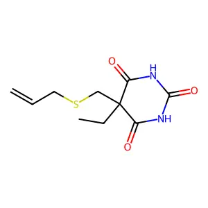 5-[(Allylmercapto)methyl]-5-ethylbarbituric acid structure