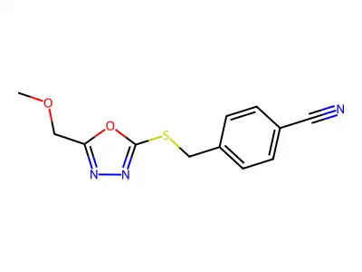 4-[[5-(Methoxymethyl)-1,3,4-oxadiazol-2-yl]sulfanylmethyl]benzonitrile structure
