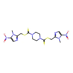 Bis[(1-methyl-5-nitroimidazol-2-yl)methyl] piperazine-1,4-dicarbodithioate structure