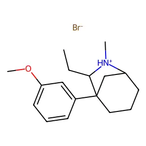6-Azabicyclo(3.2.1)octane, 7-ethyl-1-(m-methoxyphenyl)-6-methyl-, hydrobromide structure