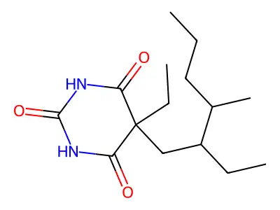 Barbituric acid, 5-ethyl-5-(2-ethyl-3-methylhexyl)-, sodium salt structure