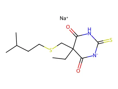5-Ethyl-5-[(isoamylmercapto)methyl]-2-thiobarbituric acid structure