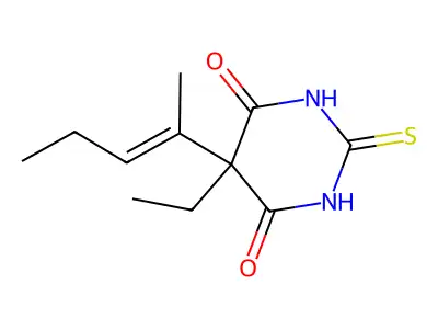 Barbituric acid, 5-ethyl-5-(1-methyl-1-butenyl)-2-thio- structure