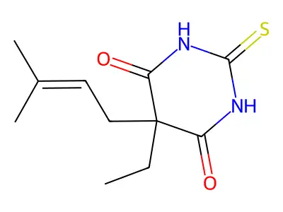 5-Ethyl-4,6-dihydroxy-5-(3-methylbut-2-en-1-yl)pyrimidine-2(5H)-thione structure