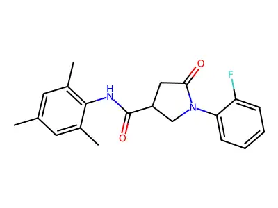 1-(2-fluorophenyl)-5-oxo-N-(2,4,6-trimethylphenyl)pyrrolidine-3-carboxamide structure