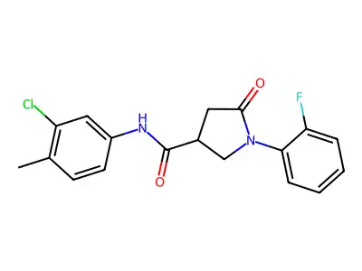 N-(3-chloro-4-methylphenyl)-1-(2-fluorophenyl)-5-oxopyrrolidine-3-carboxamide structure