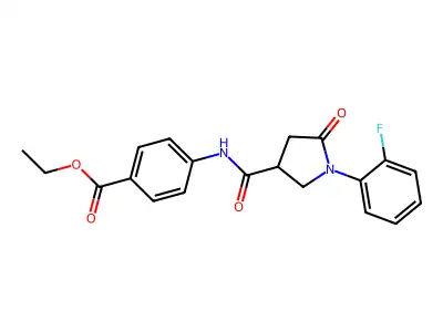 Ethyl 4-({[1-(2-fluorophenyl)-5-oxopyrrolidin-3-yl]carbonyl}amino)benzoate structure