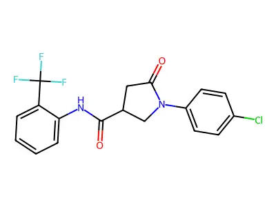 1-(4-chlorophenyl)-5-oxo-N-[2-(trifluoromethyl)phenyl]pyrrolidine-3-carboxamide structure