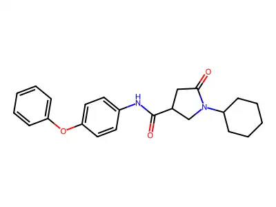 1-cyclohexyl-5-oxo-N-(4-phenoxyphenyl)pyrrolidine-3-carboxamide structure