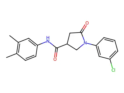 1-(3-chlorophenyl)-N-(3,4-dimethylphenyl)-5-oxopyrrolidine-3-carboxamide structure