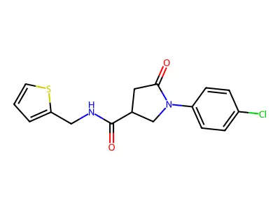 1-(4-chlorophenyl)-5-oxo-N-(thiophen-2-ylmethyl)pyrrolidine-3-carboxamide structure