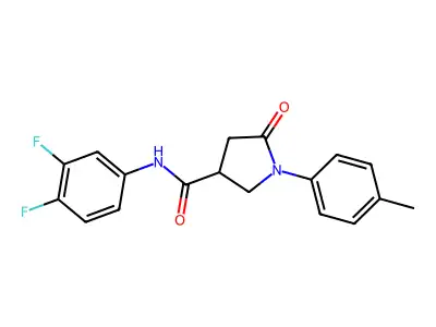 N-(3,4-difluorophenyl)-1-(4-methylphenyl)-5-oxopyrrolidine-3-carboxamide structure