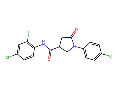 N-(4-chloro-2-fluorophenyl)-1-(4-chlorophenyl)-5-oxopyrrolidine-3-carboxamide structure