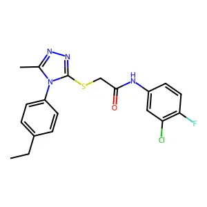 N-(3-chloro-4-fluorophenyl)-2-[[4-(4-ethylphenyl)-5-methyl-1,2,4-triazol-3-yl]sulfanyl]acetamide structure
