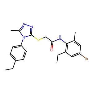 N-(4-bromo-2-ethyl-6-methylphenyl)-2-[[4-(4-ethylphenyl)-5-methyl-1,2,4-triazol-3-yl]sulfanyl]acetamide structure