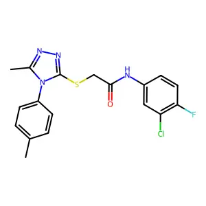 N-(3-chloro-4-fluorophenyl)-2-[[5-methyl-4-(4-methylphenyl)-1,2,4-triazol-3-yl]sulfanyl]acetamide structure