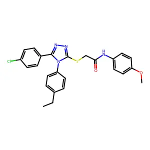 2-[[5-(4-chlorophenyl)-4-(4-ethylphenyl)-1,2,4-triazol-3-yl]sulfanyl]-N-(4-methoxyphenyl)acetamide structure
