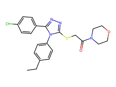 2-[[5-(4-chlorophenyl)-4-(4-ethylphenyl)-1,2,4-triazol-3-yl]sulfanyl]-1-morpholin-4-ylethanone structure