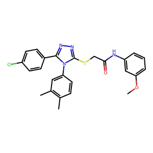 2-[[5-(4-chlorophenyl)-4-(3,4-dimethylphenyl)-1,2,4-triazol-3-yl]sulfanyl]-N-(3-methoxyphenyl)acetamide structure