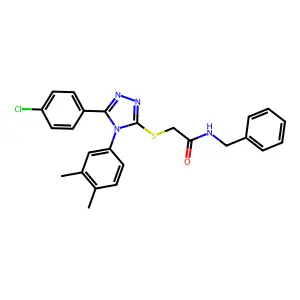 N-benzyl-2-[[5-(4-chlorophenyl)-4-(3,4-dimethylphenyl)-1,2,4-triazol-3-yl]sulfanyl]acetamide structure