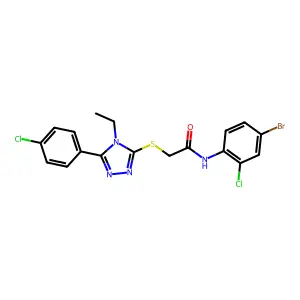 N-(4-bromo-2-chlorophenyl)-2-[[5-(4-chlorophenyl)-4-ethyl-1,2,4-triazol-3-yl]sulfanyl]acetamide structure