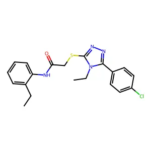 2-{[5-(4-chlorophenyl)-4-ethyl-4H-1,2,4-triazol-3-yl]sulfanyl}-N-(2-ethylphenyl)acetamide structure