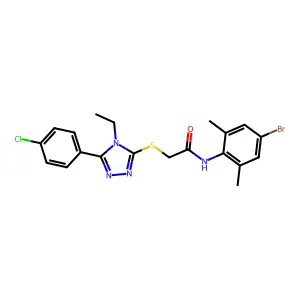 N-(4-bromo-2,6-dimethylphenyl)-2-[[5-(4-chlorophenyl)-4-ethyl-1,2,4-triazol-3-yl]sulfanyl]acetamide structure